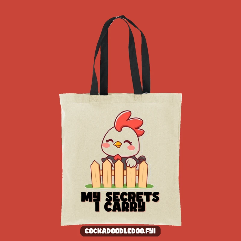 Funny Kawaii Rooster Tote Bag: Mischievous Wink for Humorous Errands