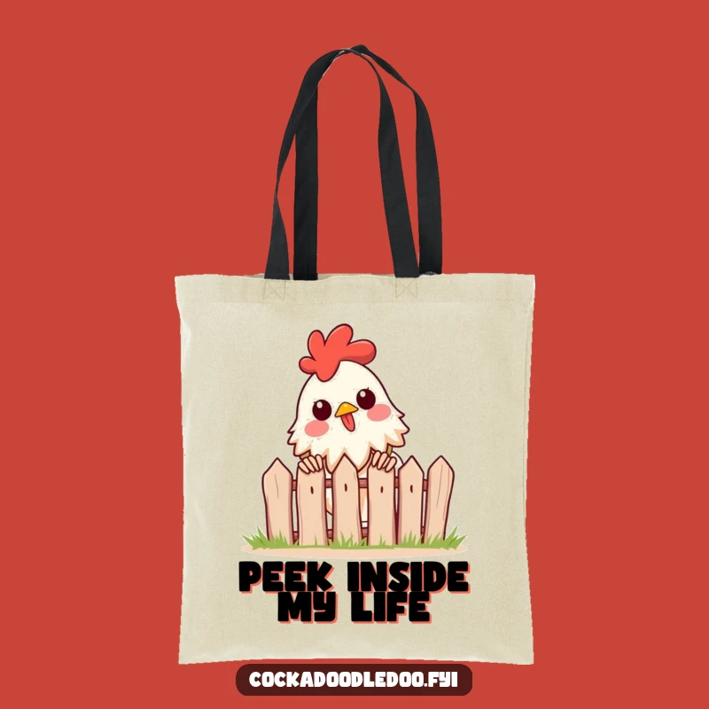 Funny Rooster Peeking Tote Bag: Carry Your Curiosity, Stylish Funny Gift