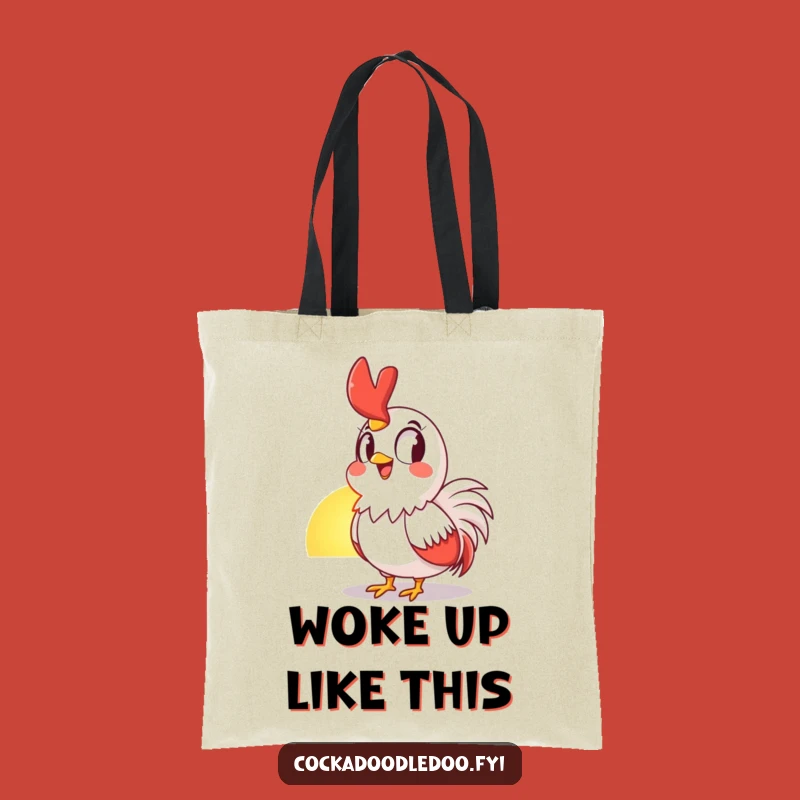 Funny Rooster Sunrise Tote Bag: Stylish Awestruck Fowl Carry-all, Great Funny Gift